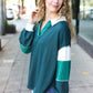 Falling For You Hunter Green Color Block Collared French Terry Top