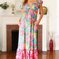 Vacay Vibes Blue Floral Print Sweetheart Twisted Neckline Maxi Dress