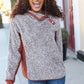 Beautiful You Brown Sherpa Quilted Snap Button Pullover