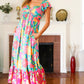 Vacay Vibes Blue Floral Print Sweetheart Twisted Neckline Maxi Dress