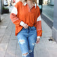 Falling For You Rust Color Block Collared French Terry Top