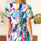 Tropical Vibes Multicolor Tropical Print Surplice Tie Waist Romper