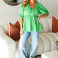 Feeling Strong Kelly Green Textured V Neck Babydoll Top