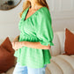 Feeling Strong Kelly Green Textured V Neck Babydoll Top