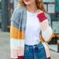 Fall For You Grey & Camel Color Block Open Cardigan