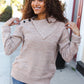 You Got This Marbled Taupe Rib Button Collared Sweater Pullover