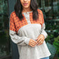 Plaid Cashmere Feel Two Tone Button Down Top