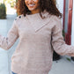 You Got This Marbled Taupe Rib Button Collared Sweater Pullover