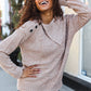 You Got This Marbled Taupe Rib Button Collared Sweater Pullover