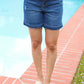 Indigo Blue High Rise Release Hem Distressed Jean Shorts