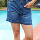 Indigo Blue High Rise Release Hem Distressed Jean Shorts