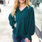 Hello Beautiful Hunter Green Smocked Bubble Sleeve Woven Top