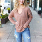 Eyes On You Camel Mineral Wash Rib Notch Neck Pocketed Top