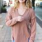 Eyes On You Camel Mineral Wash Rib Notch Neck Pocketed Top