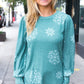 Holiday Ready Green Snowflake Brushed Hacci Sweater Top