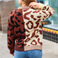 Taupe & Sepia Leopard Print Color Block Cardigan