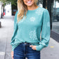 Holiday Ready Green Snowflake Brushed Hacci Sweater Top