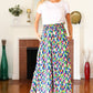 Stand Out Navy & Green Abstract Print Smocked Waist Palazzo Pants