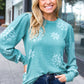 Holiday Ready Green Snowflake Brushed Hacci Sweater Top