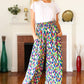 Stand Out Navy & Green Abstract Print Smocked Waist Palazzo Pants