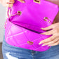 Vivid Lilac Rectangular Quilted Chain Strap Clasp Bag