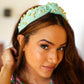 Mint Heart Pearl & Jewel Knot Knit Headband