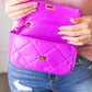 Vivid Lilac Rectangular Quilted Chain Strap Clasp Bag