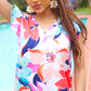 Summer Vibes Coral Tropical Print Flutter Sleeve Top