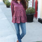 Perfectly You Burgundy Button Down Tiered Babydoll Satin Top