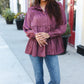 Perfectly You Burgundy Button Down Tiered Babydoll Satin Top