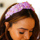 Purple Heart Pearl & Jewel Knot Knit Headband