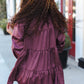 Perfectly You Burgundy Button Down Tiered Babydoll Satin Top