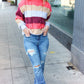 Fall For You Rust Multicolor Stripe Cable Knit Mock Neck Sweater