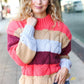 Fall For You Rust Multicolor Stripe Cable Knit Mock Neck Sweater