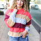 Fall For You Rust Multicolor Stripe Cable Knit Mock Neck Sweater