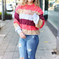 Fall For You Rust Multicolor Stripe Cable Knit Mock Neck Sweater