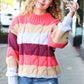 Fall For You Rust Multicolor Stripe Cable Knit Mock Neck Sweater