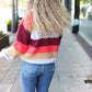 Fall For You Rust Multicolor Stripe Cable Knit Mock Neck Sweater