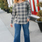 Check It Out Olive Grey Checker Plaid Hacci Pullover