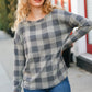 Check It Out Olive Grey Checker Plaid Hacci Pullover