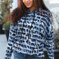 Casual Chic Blue & Black Animal Print Stripe Hoodie