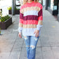 Fall For You Rust Multicolor Stripe Cable Knit Mock Neck Sweater