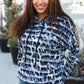 Casual Chic Blue & Black Animal Print Stripe Hoodie