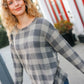 Check It Out Olive Grey Checker Plaid Hacci Pullover