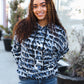 Casual Chic Blue & Black Animal Print Stripe Hoodie