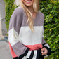 Slate V Neck Color Block Slouchy Knit Sweater