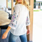 Be Your Best Purple & Blue Floral Paisley Embroidered Sleeve Top