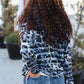 Casual Chic Blue & Black Animal Print Stripe Hoodie