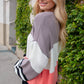 Slate V Neck Color Block Slouchy Knit Sweater