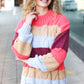 Fall For You Rust Multicolor Stripe Cable Knit Mock Neck Sweater